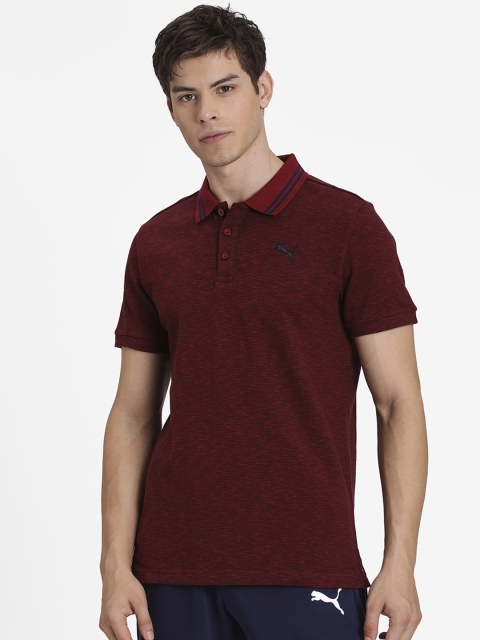 

Puma Men Maroon Solid Polo Collar T-shirt
