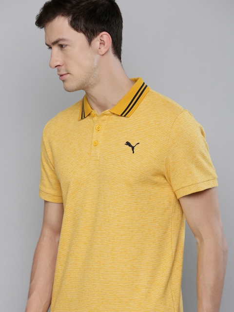 

Puma Men Yellow Pure Cotton Sulphur Heather Polo Collar Pure Cotton T-shirt