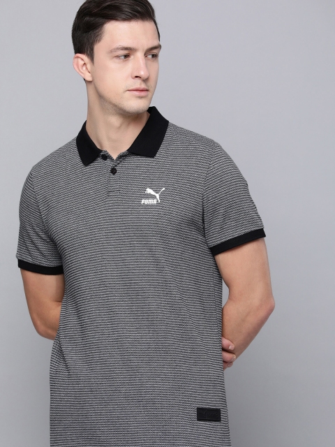 

Puma Men Black & White Polo Collar T-shirt