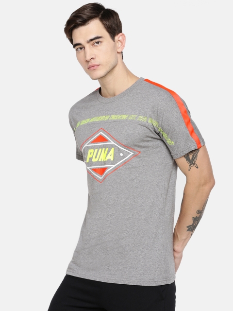 

Puma Men Grey Printed luXTG Round Neck Pure Cotton T-shirt