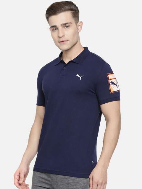 

Puma Men Navy Blue Solid Slim Fit Polo Collar T-shirt