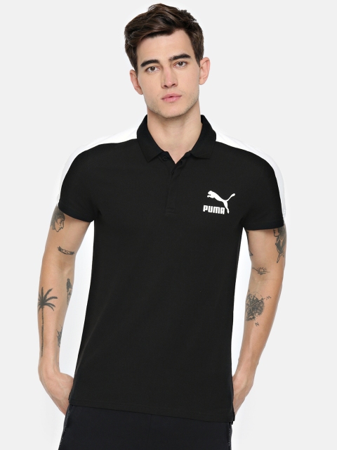 

Puma Men Black Solid Iconic T7 Slim Fit Polo Collar T-shirt