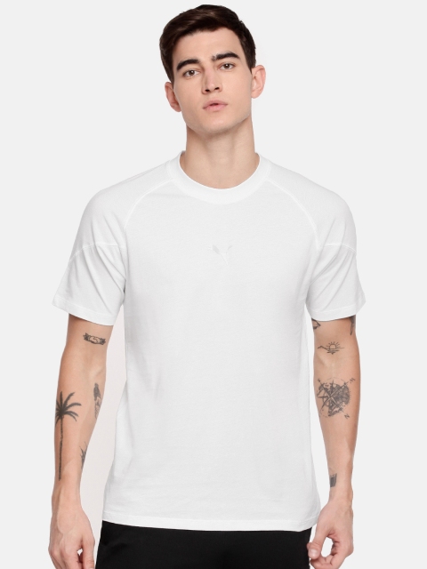 

Puma Men White Solid Round Neck T-shirt