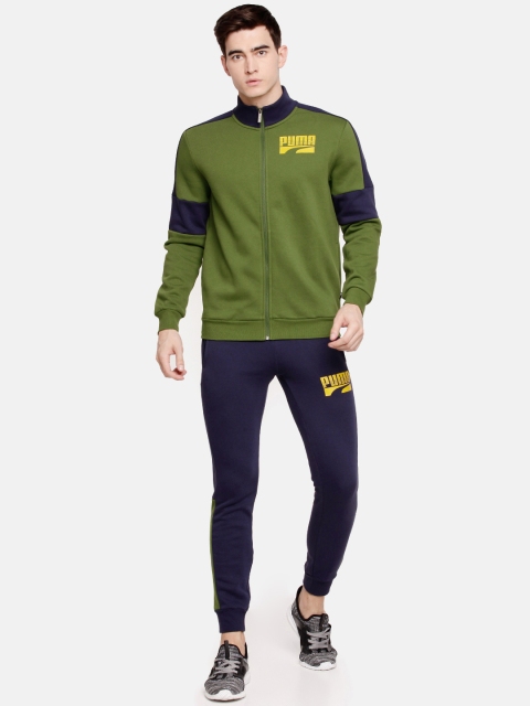 

Puma Men Green & Navy Blue Solid Tracksuit
