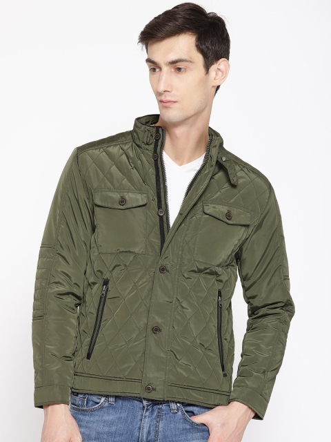 

Blackberrys Men Olive Green Solid Quilted Jacket