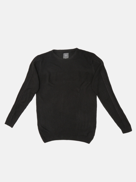 

Blackberrys Men Black Self Design Pullover Sweater