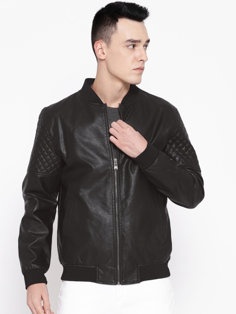 

Blackberrys Men Black Self-Design Bomber Jacket