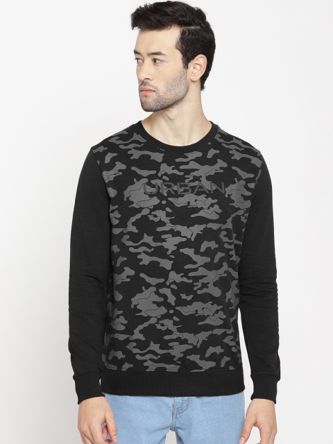 

Blackberrys Men Black & Charcoal Grey Camouflage Print Sweatshirt