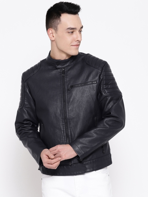 

Blackberrys Men Navy Blue Solid Jacket