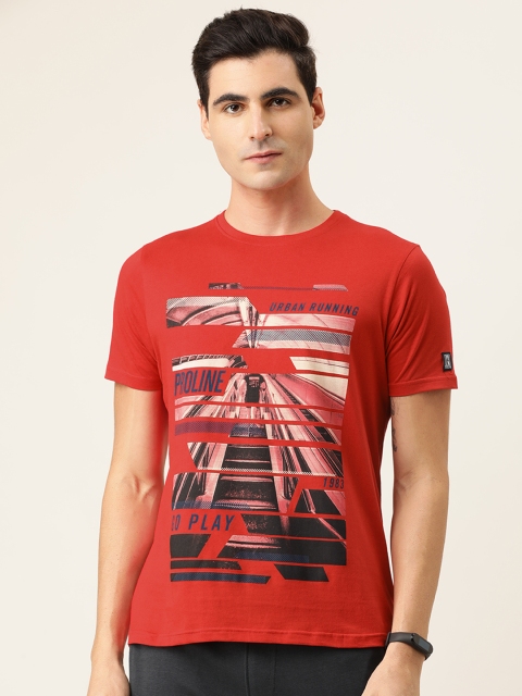 

Proline Active Men Red Printed Round Neck T-shirt
