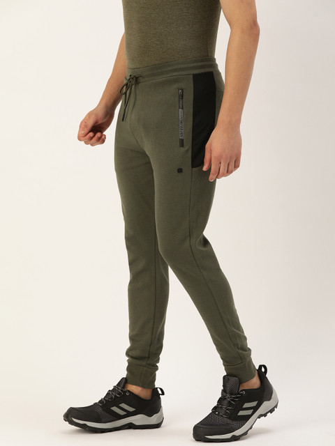 

Proline Active Men Olive Green Slim Fit Solid Joggers With Foam Mesh Detail