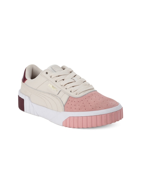 

Puma Women Cream-Coloured Leather Cali Remix Wn s Sneakers
