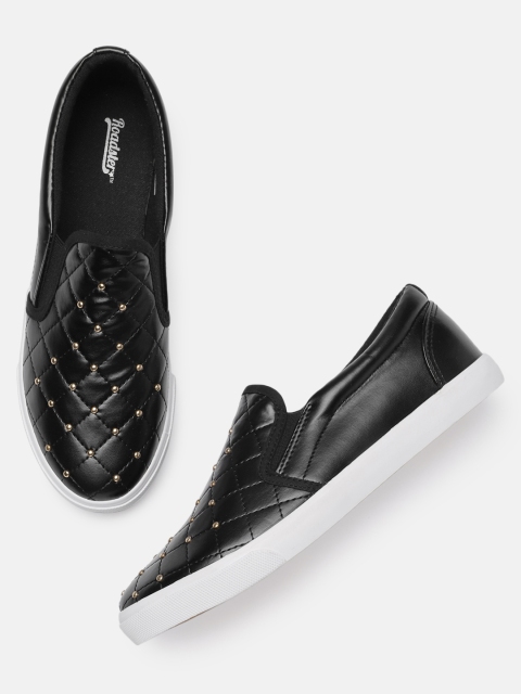 

Roadster Women Black Embellished Slip-On Sneakers