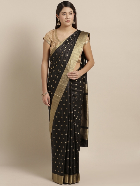 

Mirchi Fashion Black Silk Blend Woven Design Kanjeevaram Saree