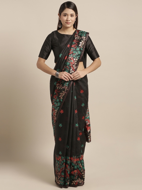 

Mirchi Fashion Black Woven Design Cotton Blend Saree