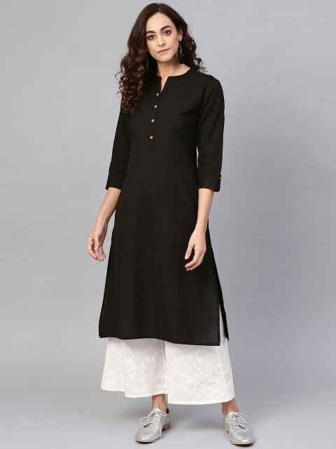 

Anubhutee Women Black & Off-White Solid Kurta with Palazzos