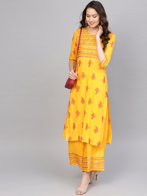 

Anubhutee Women Yellow & Red Printed Kurta with Palazzos
