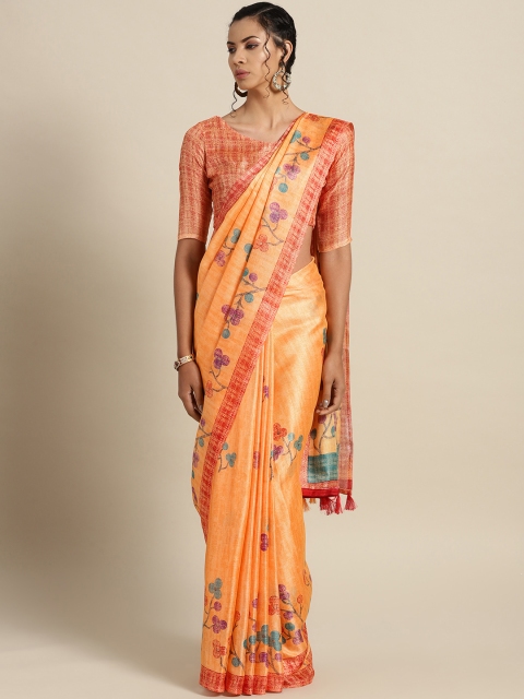 

Saree mall Orange Printed Banarasi Saree
