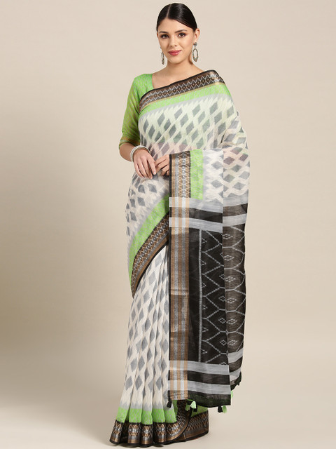 

Saree mall Off-White & Grey Woven Design Banarasi Saree