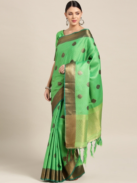 

Saree mall Green & Golden Woven Design Banarasi Saree