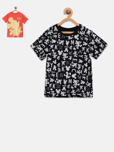 

TAMBOURINE Boys Pack Of 2 Printed Round Neck T-shirts, Black