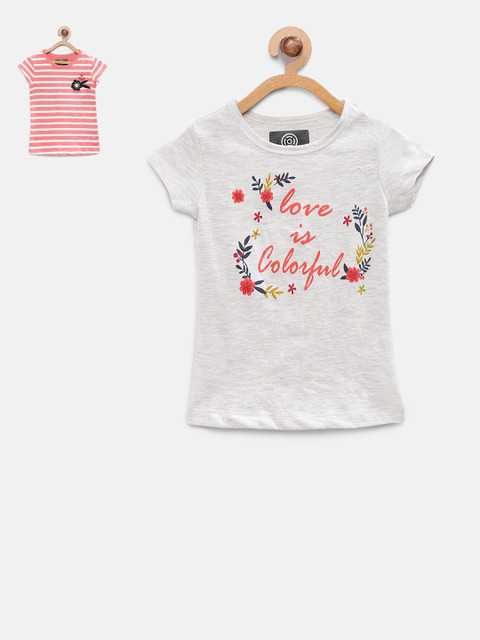 

TAMBOURINE Girls Pack Of 2 Round Neck T-shirts, White