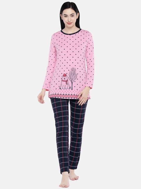 

Sweet Dreams Women Pink & Black Printed Night suit
