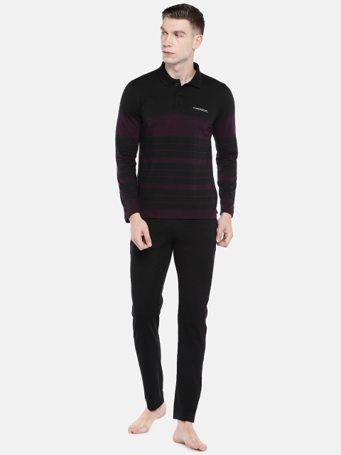 

Sweet Dreams Men Black Striped Night Suit