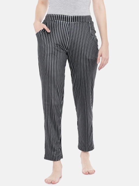 

Sweet Dreams Women Black & White Striped Lounge Pants