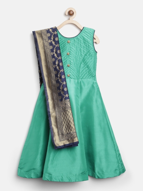 

Aarika Girls Green Solid Maxi Dress with Dupatta