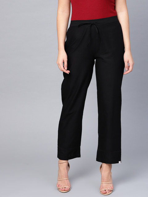 

Juniper Women Black Regular Fit Solid Trousers