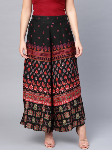 

Juniper Women Black & Red Printed Flared Palazzos