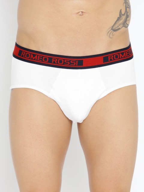 

ROMEO ROSSI Men White Solid Brief SBIE-1001