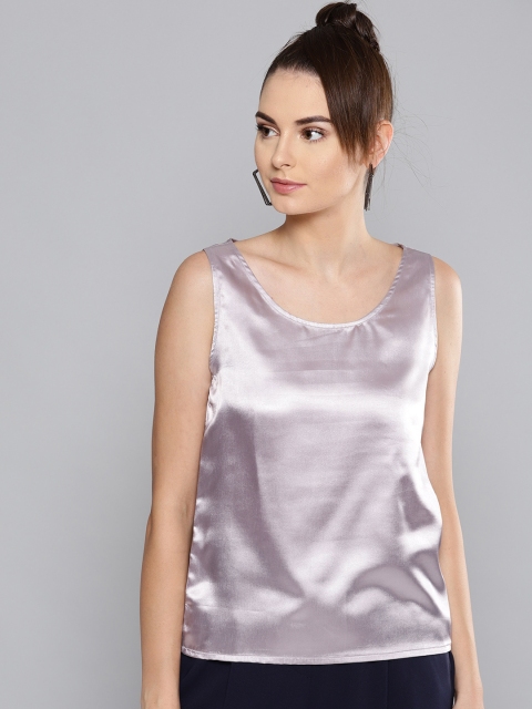 

Besiva Women Mauve Satin Finish Solid Top
