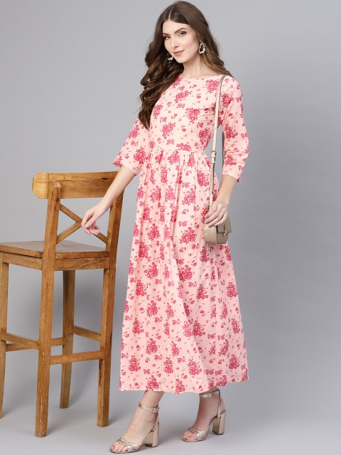 

AASI - HOUSE OF NAYO Women Pink Printed Maxi Dress