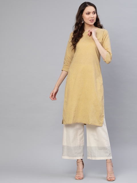 

AASI - HOUSE OF NAYO Women Beige Printed Straight Kurta