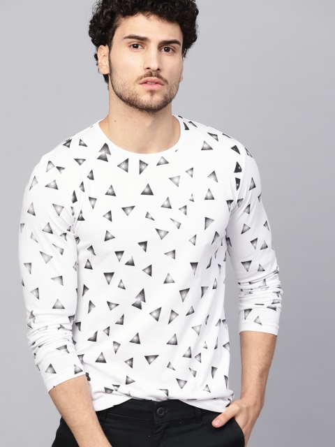 

Seven Rocks Men White & Black Printed Round Neck T-shirt