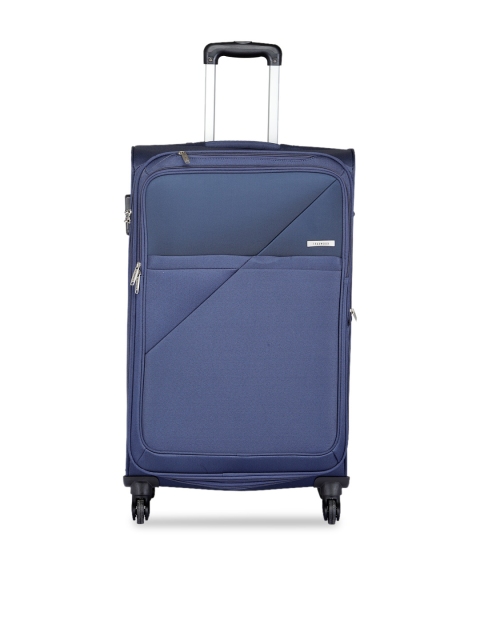

Teakwood Leathers Unisex Blue Solid Medium Trolley Bag