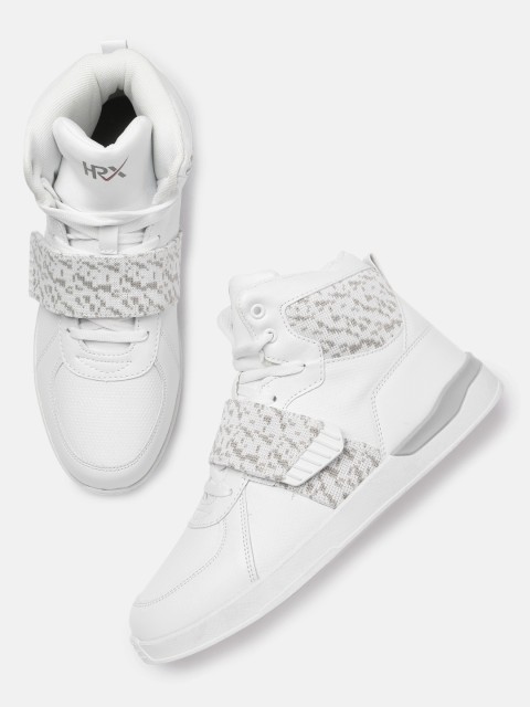 

HRX by Hrithik Roshan Men White Textured Synthetic Mid-Top Sneakers