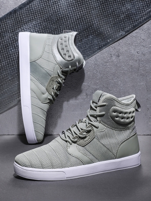 

HRX by Hrithik Roshan Men Grey Woven Design Mid-Top Pro Sneakers
