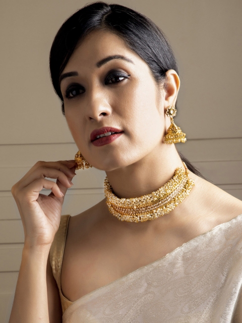

Rubans Women Gold-Plated & White Stone & Pearl Embellished Jewellery Set