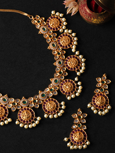 

Rubans Women Gold-Plated & Pearl Handcrafted Jewellery Set