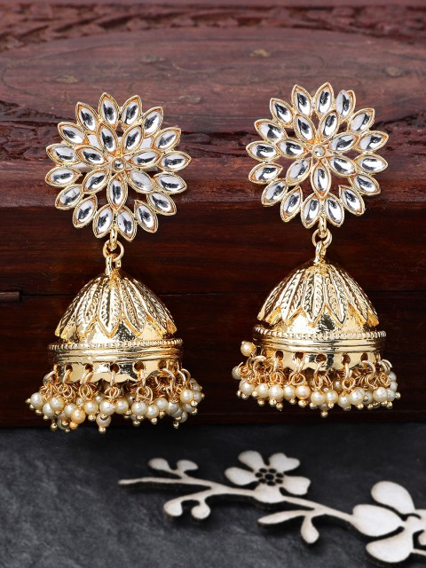 

Rubans Gold-Plated & Handcrafted Dome Shaped Jhumkas