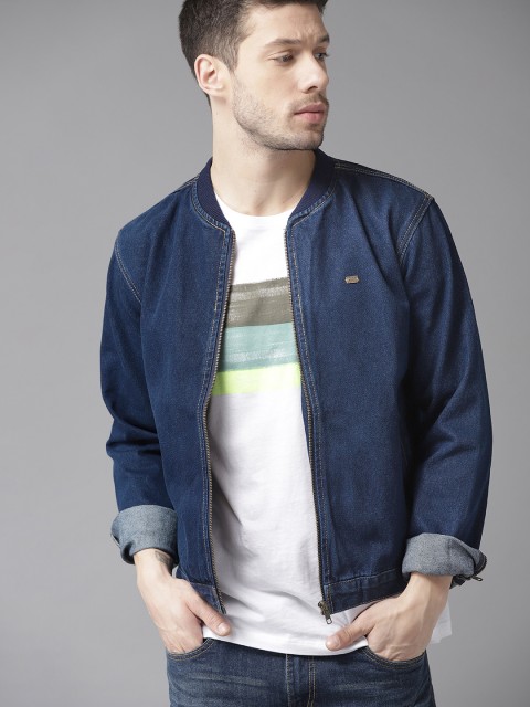 

Roadster Men Navy Blue Solid Denim Jacket