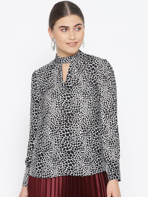 

DOROTHY PERKINS Women White & Black Printed Regular Top