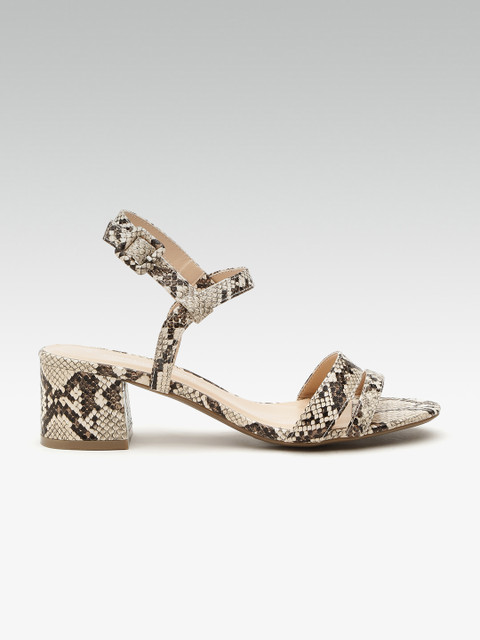 

DOROTHY PERKINS Women Beige & Coffee Brown Snakeskin Textured Heels