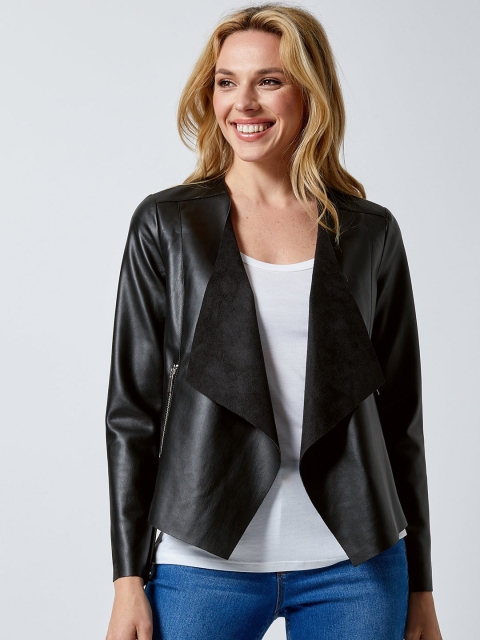 

DOROTHY PERKINS Women Black Solid Open Front Jacket