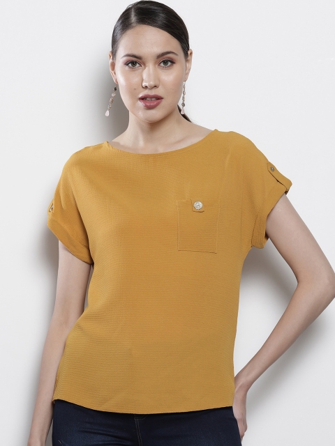 

DOROTHY PERKINS Women Mustard Yellow Solid High-Low Top