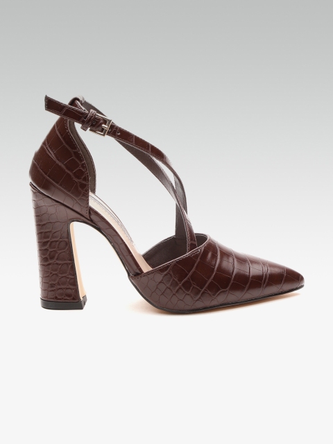 

DOROTHY PERKINS Women Brown Croc Textured Pumps