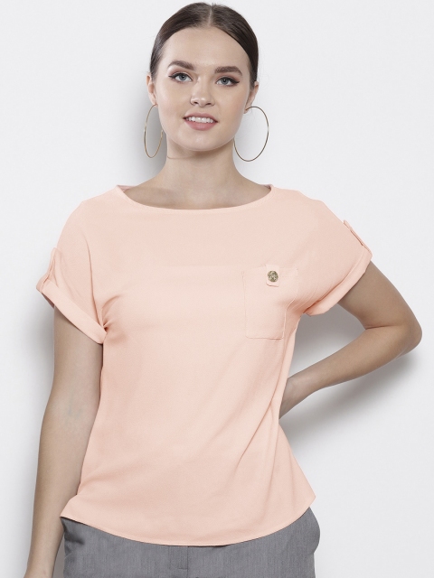 

DOROTHY PERKINS Women Peach-Coloured Solid Top